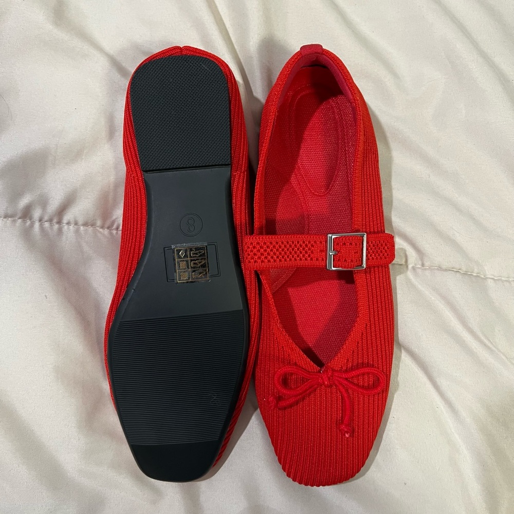 Red Mary Jane Ballet Flats